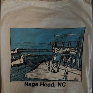 White Graphic Tee with Blue Surf Design